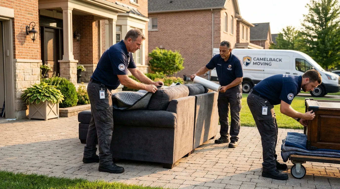 Large estate moving crew wrapping furniture in Xenia, OH